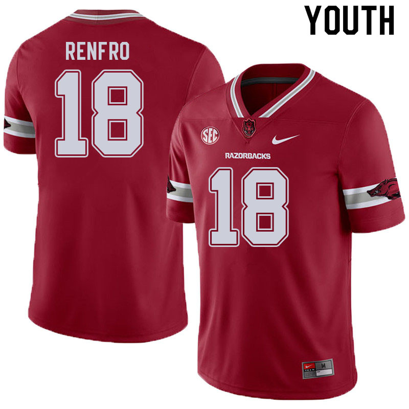 Youth #18 Kade Renfro Arkansas Razorbacks College Football Jerseys Sale-Alternate Cardinal - Click Image to Close